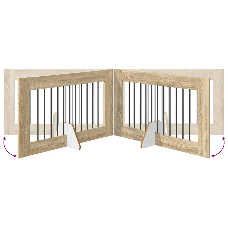 Dog Gate with Stands 2 pcs Sonoma Oak 100 x 60 cm