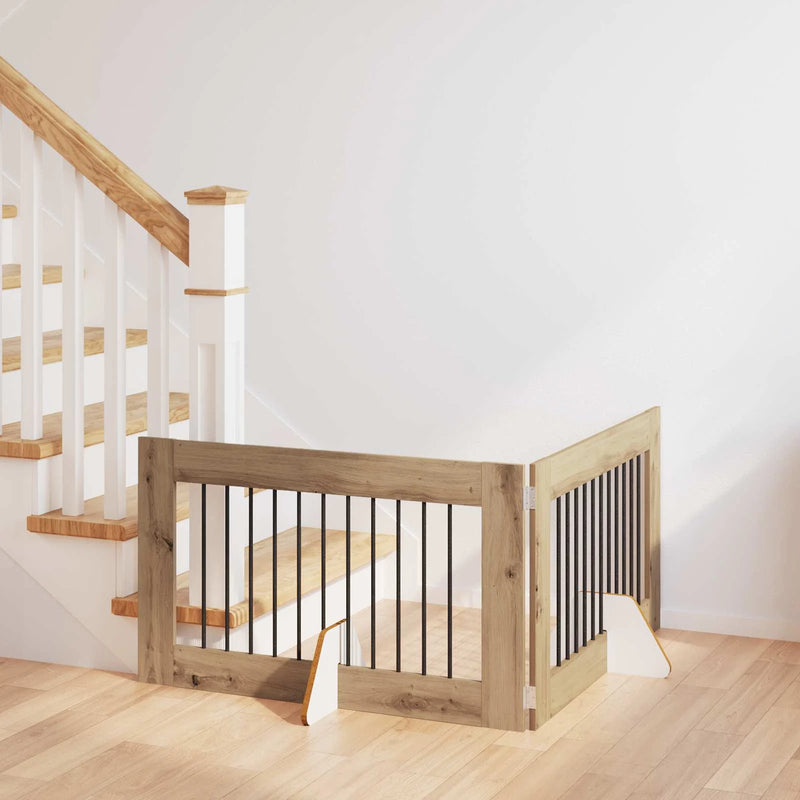Dog Gate with Stands 2 pcs Artisan Oak 100 x 60 cm