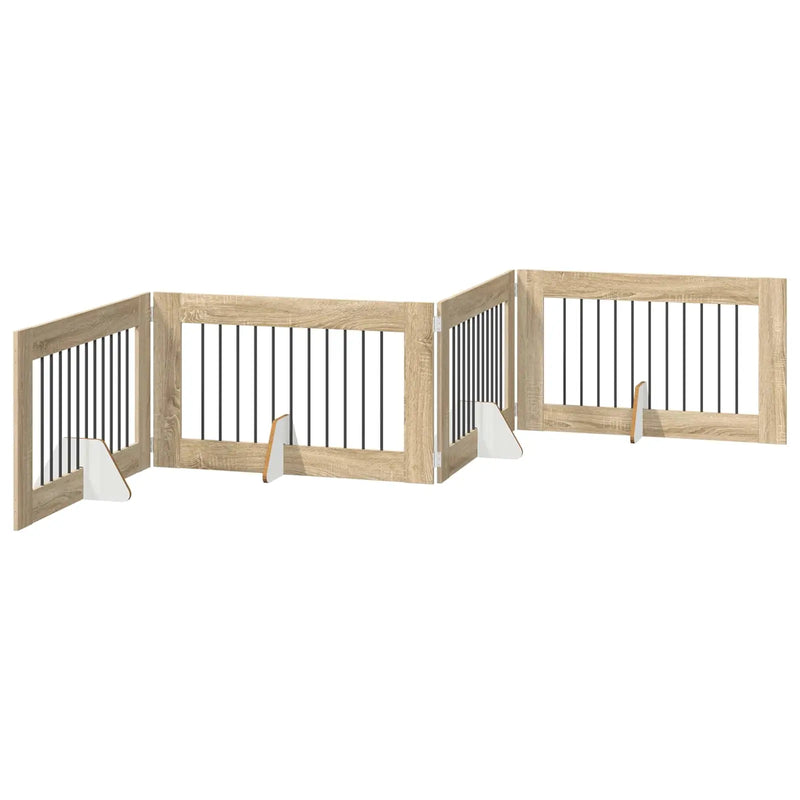 Dog Gate with Stands 4 pcs Sonoma Oak 100 x 60 cm