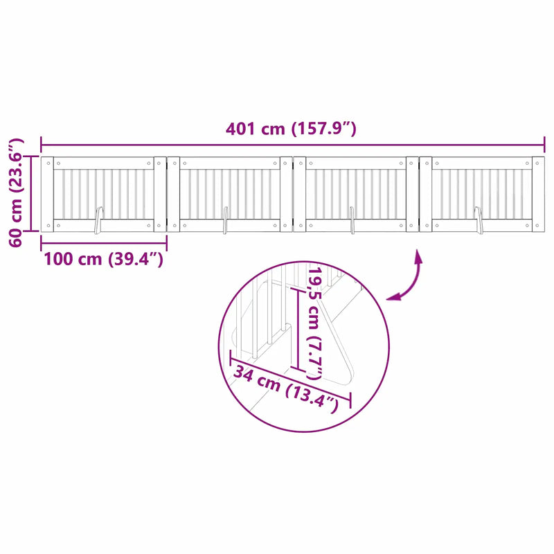 Dog Gate with Stands 4 pcs Sonoma Oak 100 x 60 cm