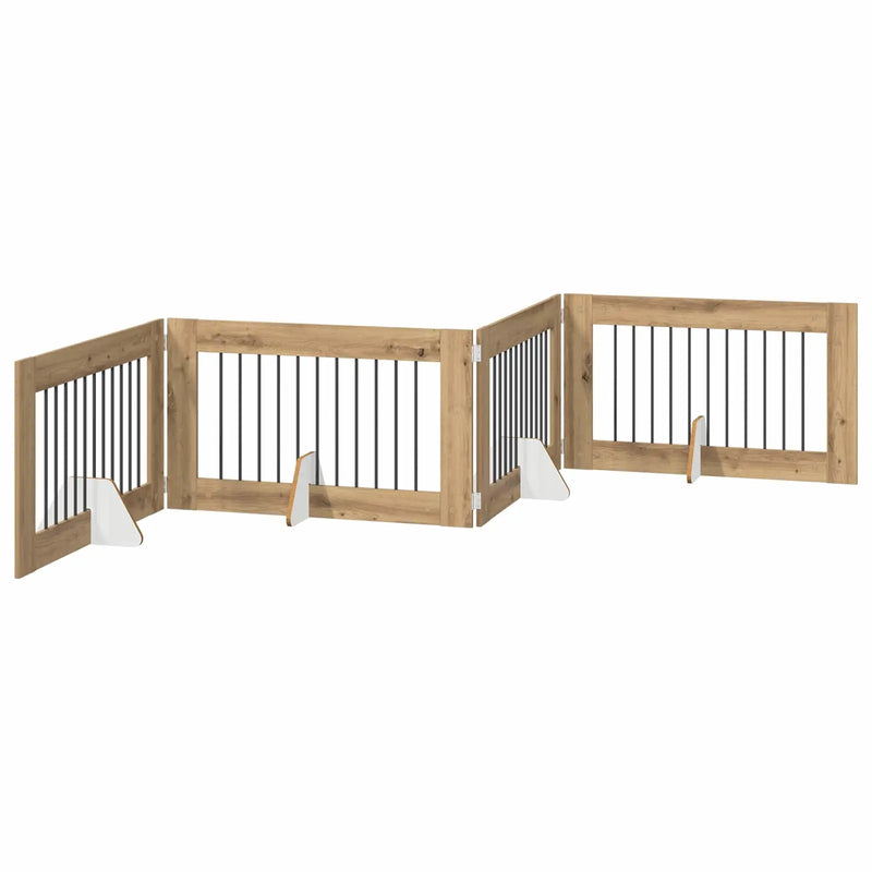 Dog Gate with Stands 4 pcs Artisan Oak 100 x 60 cm