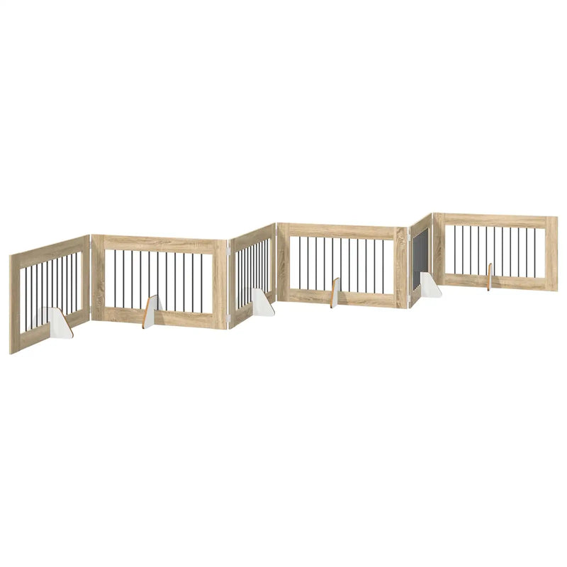 Dog Gate with Stands 6 pcs Sonoma Oak 100 x 60 cm