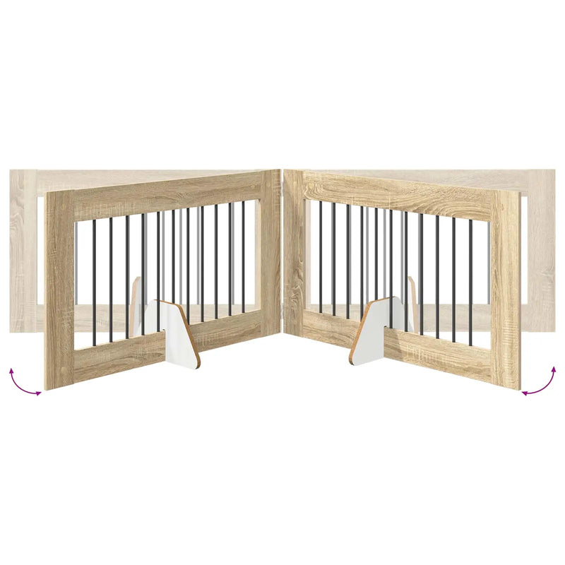 Dog Gate with Stands 6 pcs Sonoma Oak 100 x 60 cm
