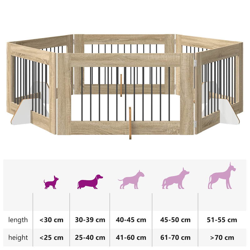 Dog Gate with Stands 6 pcs Sonoma Oak 100 x 60 cm