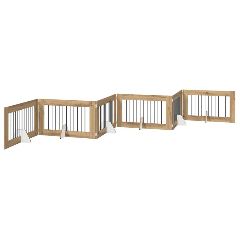 Dog Gate with Stands 6 pcs Artisan Oak 100 x 60 cm
