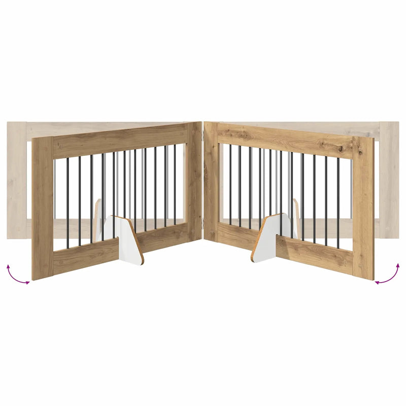 Dog Gate with Stands 6 pcs Artisan Oak 100 x 60 cm