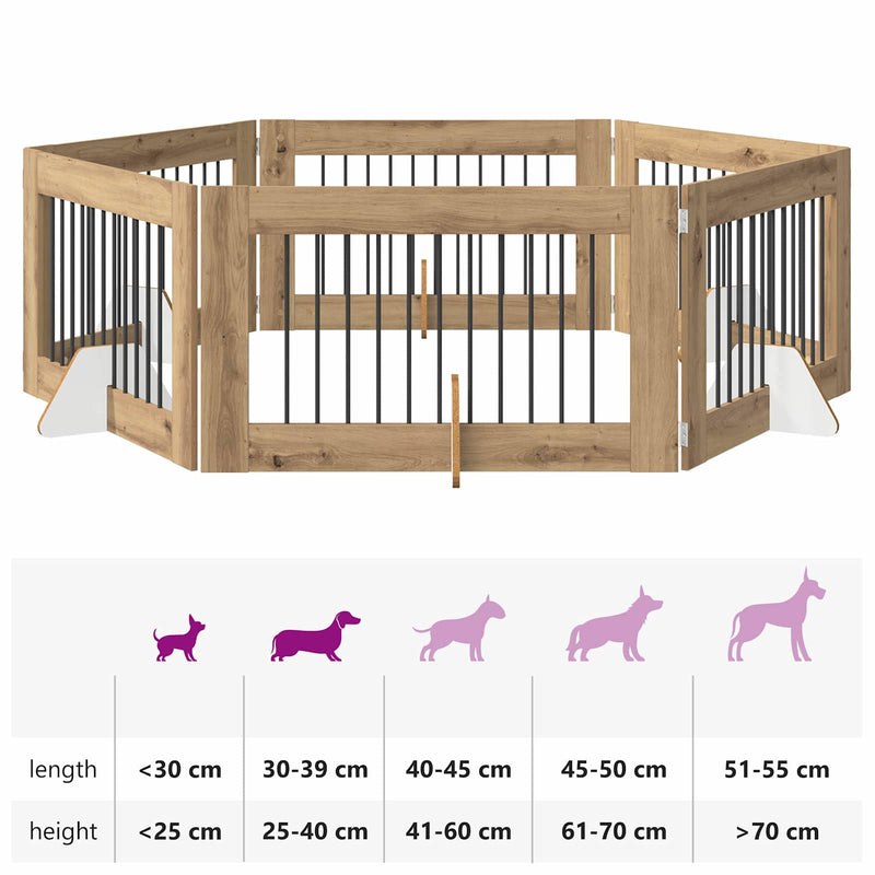 Dog Gate with Stands 6 pcs Artisan Oak 100 x 60 cm