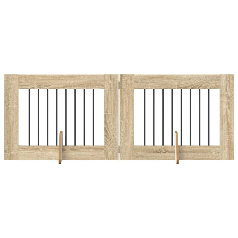 Dog Gate with Stands 2 pcs Sonoma Oak 80 x 60 cm