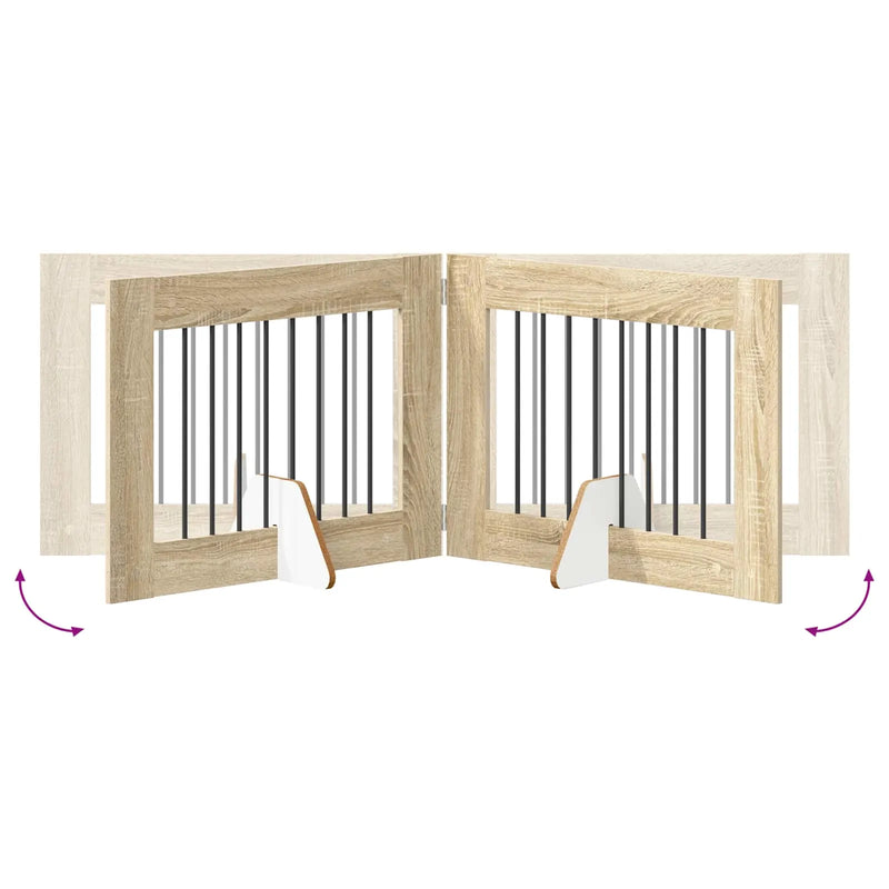 Dog Gate with Stands 2 pcs Sonoma Oak 80 x 60 cm