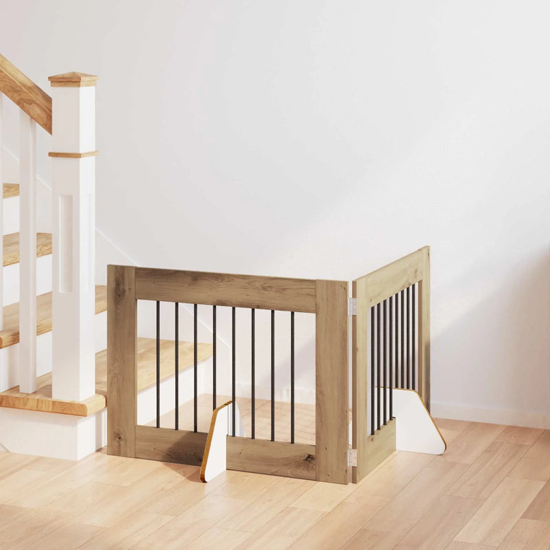 Dog Gate with Stands 2 pcs Artisan Oak 80 x 60 cm