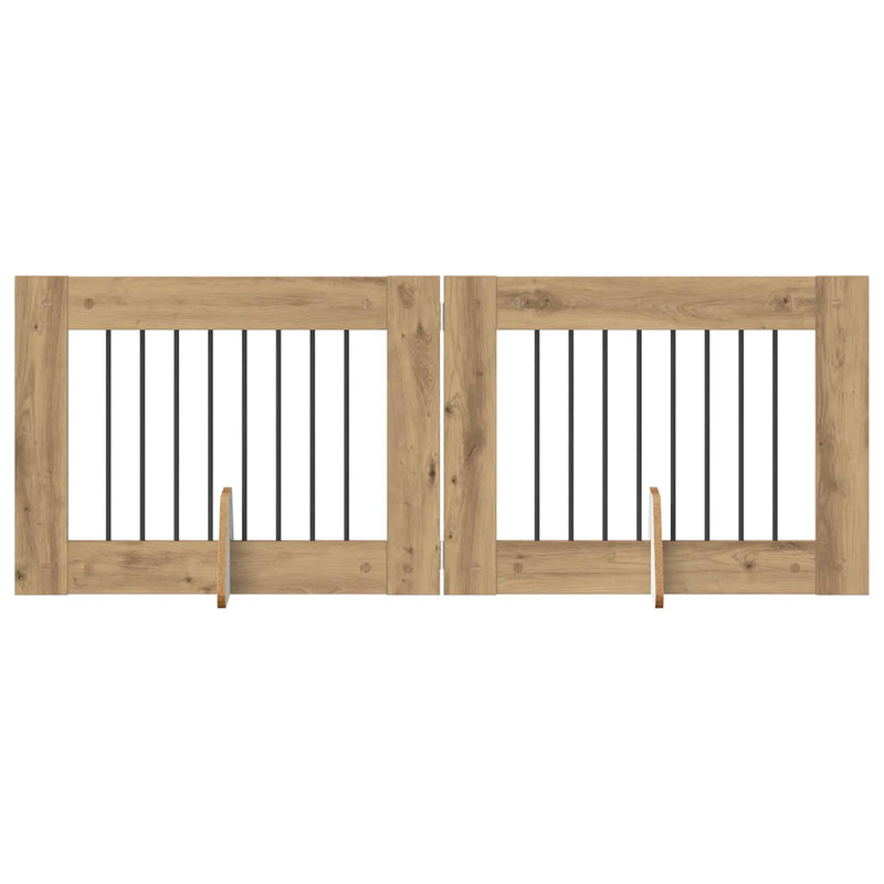 Dog Gate with Stands 2 pcs Artisan Oak 80 x 60 cm