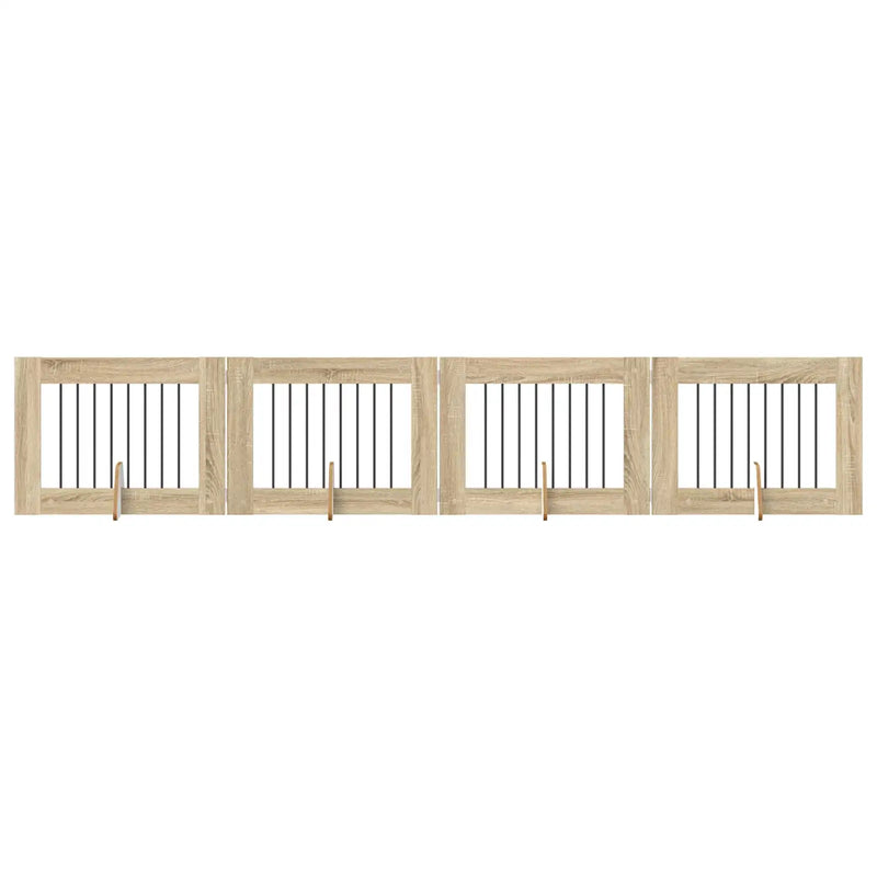 Dog Gate with Stands 4 pcs Sonoma Oak 80 x 60 cm