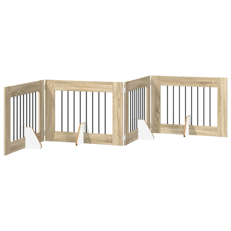 Dog Gate with Stands 4 pcs Sonoma Oak 80 x 60 cm
