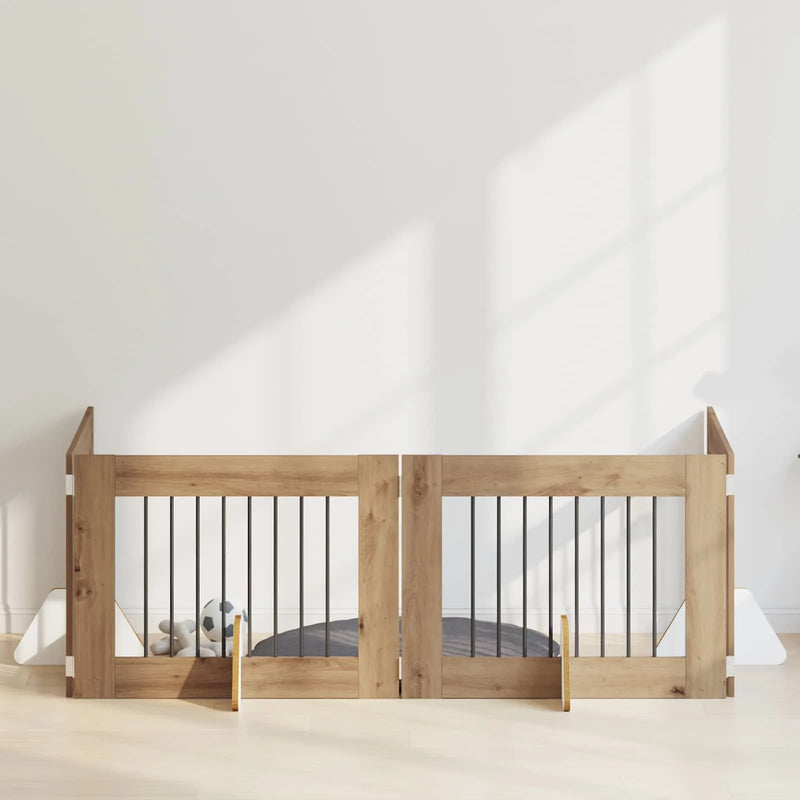 Dog Gate with Stands 4 pcs Artisan Oak 80 x 60 cm