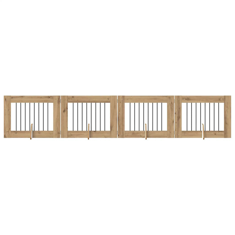 Dog Gate with Stands 4 pcs Artisan Oak 80 x 60 cm