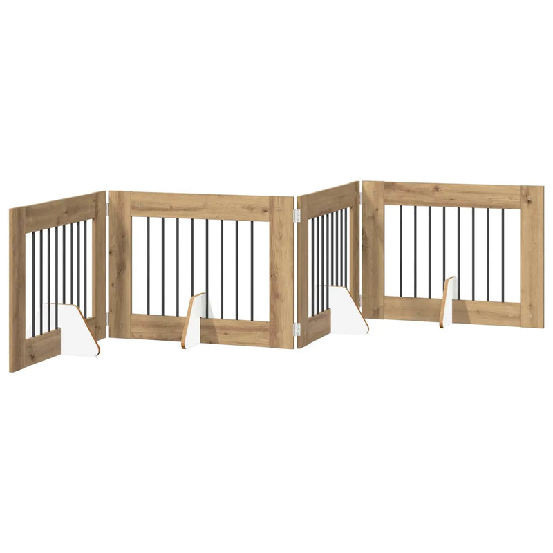 Dog Gate with Stands 4 pcs Artisan Oak 80 x 60 cm