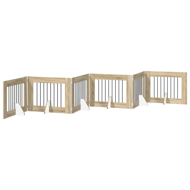 Dog Gate with Stands 6 pcs Sonoma Oak 80 x 60 cm