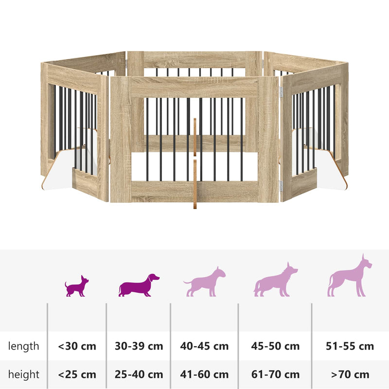 Dog Gate with Stands 6 pcs Sonoma Oak 80 x 60 cm