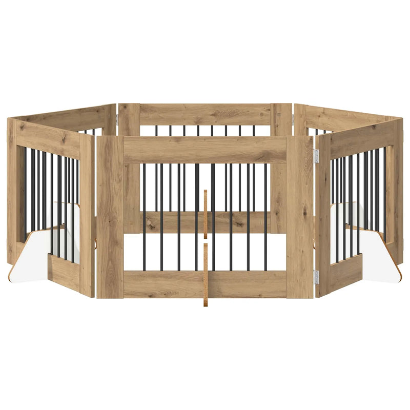 Dog Gate with Stands 6 pcs Artisan Oak 80 x 60 cm