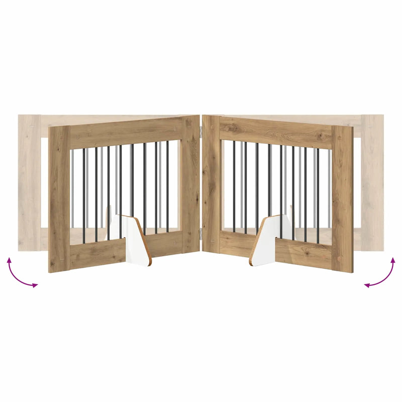 Dog Gate with Stands 6 pcs Artisan Oak 80 x 60 cm