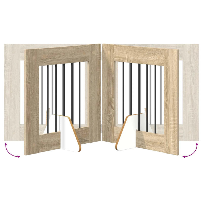Dog Gate with Stands 2 pcs Sonoma Oak 60 x 60 cm