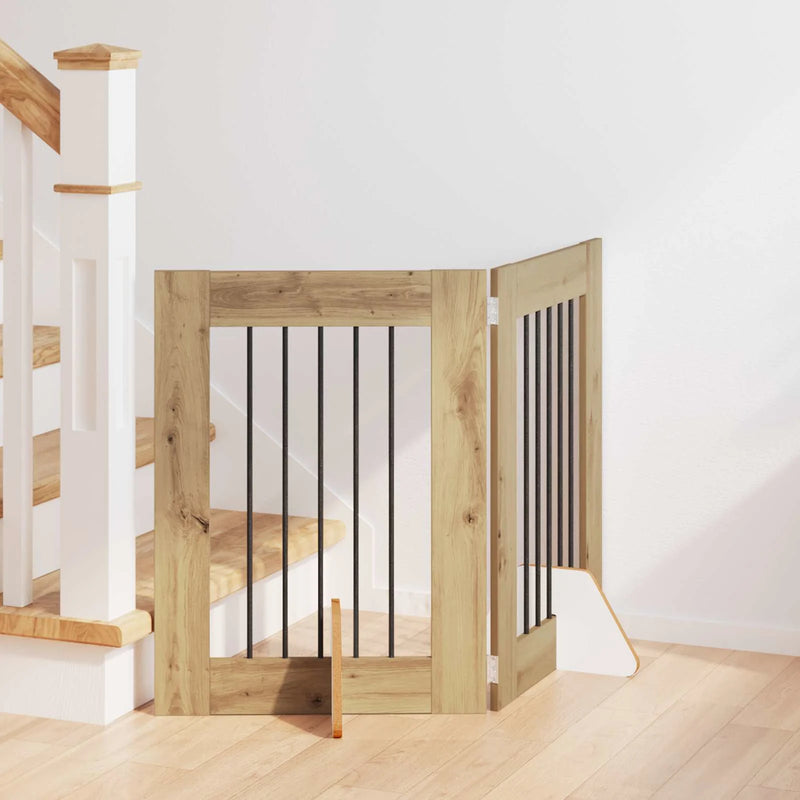 Dog Gate with Stands 2 pcs Artisan Oak 60 x 60 cm