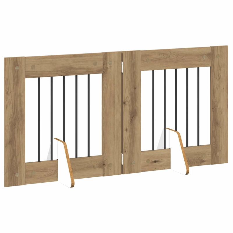 Dog Gate with Stands 2 pcs Artisan Oak 60 x 60 cm