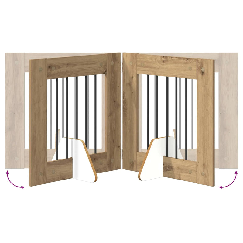 Dog Gate with Stands 2 pcs Artisan Oak 60 x 60 cm