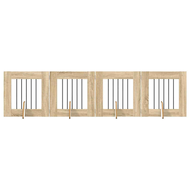 Dog Gate with Stands 4 pcs Sonoma Oak 60 x 60 cm