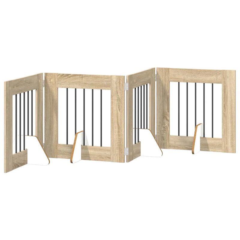 Dog Gate with Stands 4 pcs Sonoma Oak 60 x 60 cm