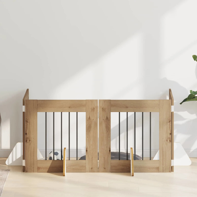 Dog Gate with Stands 4 pcs Artisan Oak 60 x 60 cm