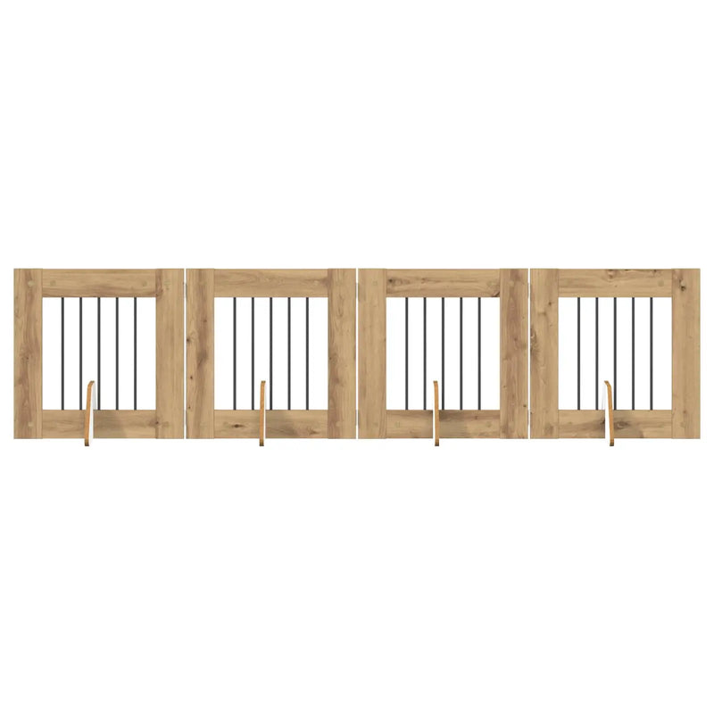 Dog Gate with Stands 4 pcs Artisan Oak 60 x 60 cm
