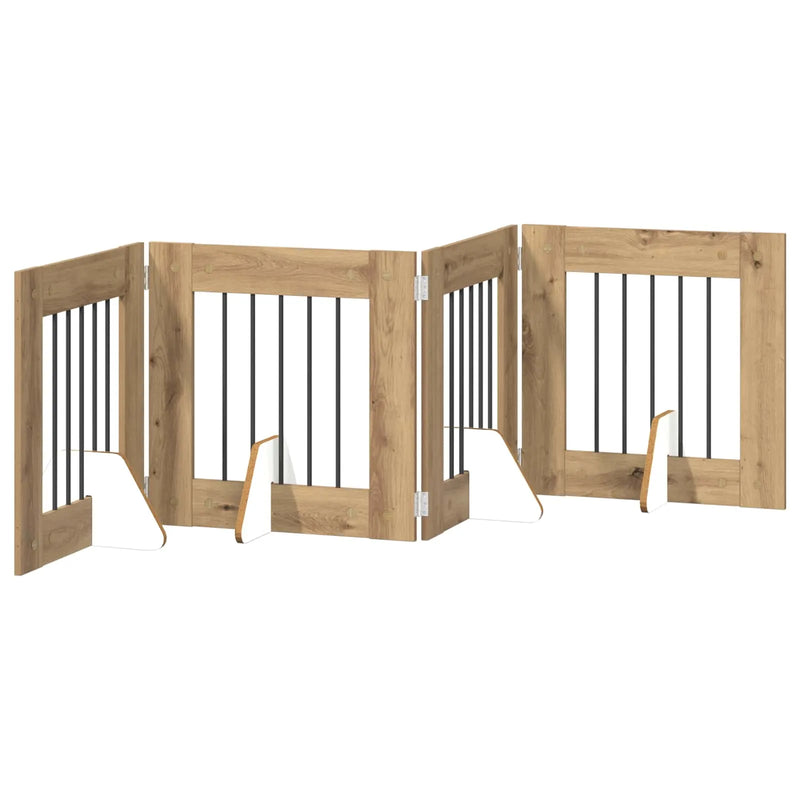 Dog Gate with Stands 4 pcs Artisan Oak 60 x 60 cm
