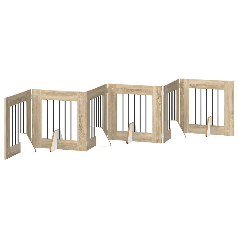 Dog Gate with Stands 6 pcs Sonoma Oak 60 x 60 cm