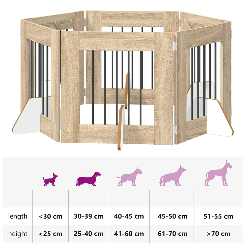 Dog Gate with Stands 6 pcs Sonoma Oak 60 x 60 cm