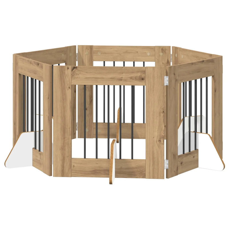 Dog Gate with Stands 6 pcs Artisan Oak 60 x 60 cm