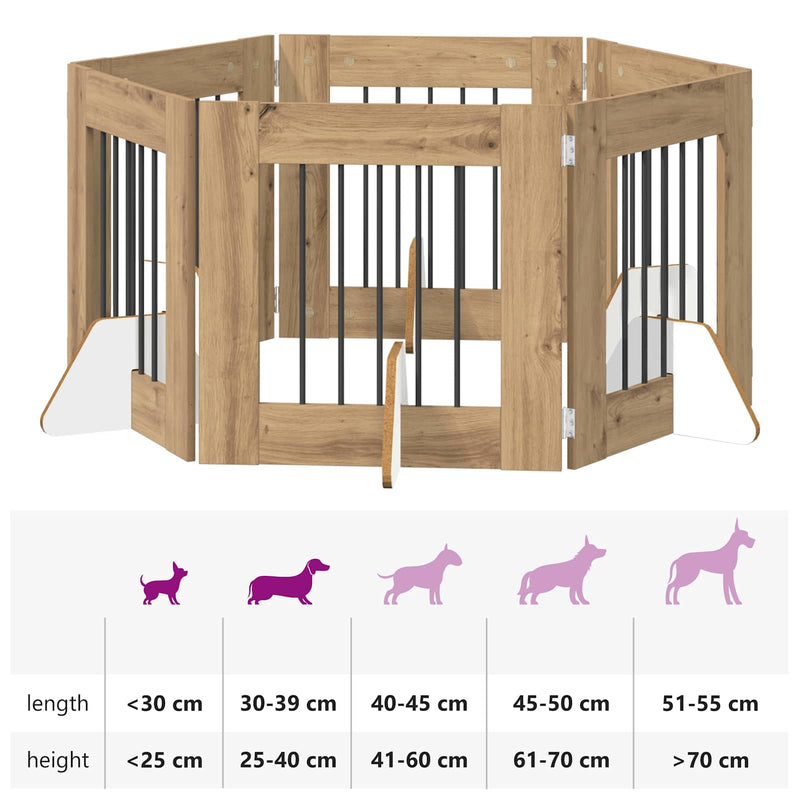 Dog Gate with Stands 6 pcs Artisan Oak 60 x 60 cm