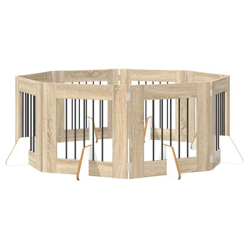 Dog Gate with Stands 8 pcs Sonoma Oak 60 x 60 cm