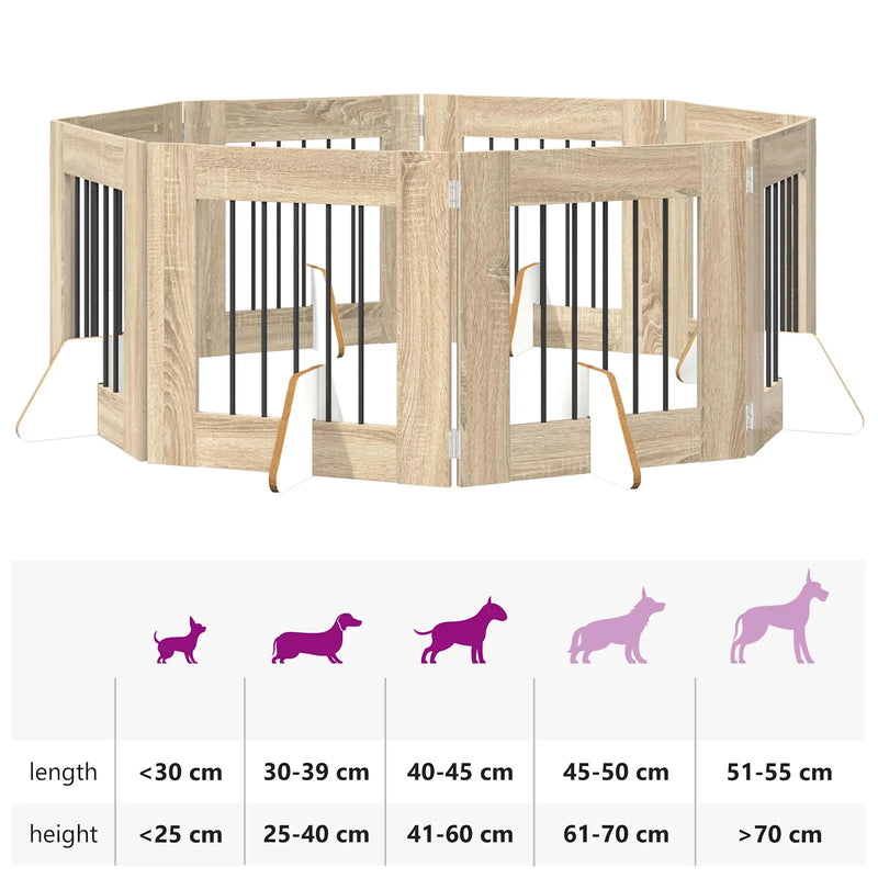 Dog Gate with Stands 8 pcs Sonoma Oak 60 x 60 cm