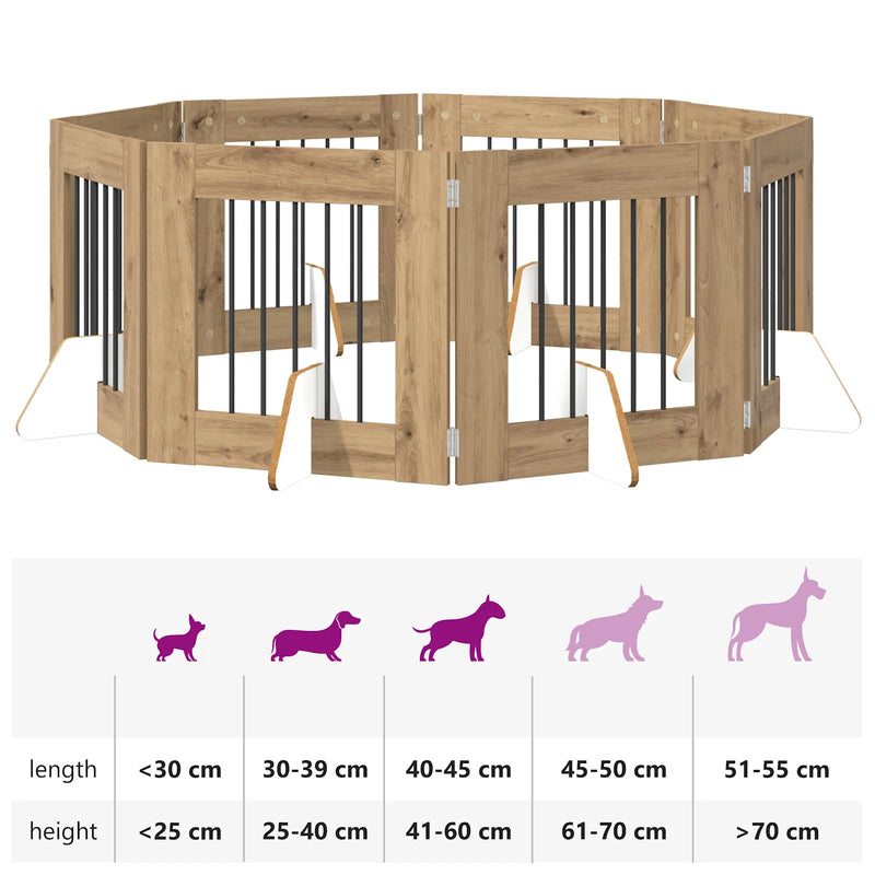 Dog Gate with Stands 8 pcs Artisan Oak 60 x 60 cm