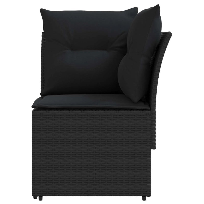 Garden Armrest Sofa with Corner Sofa 2 Piece Black PE Rattan