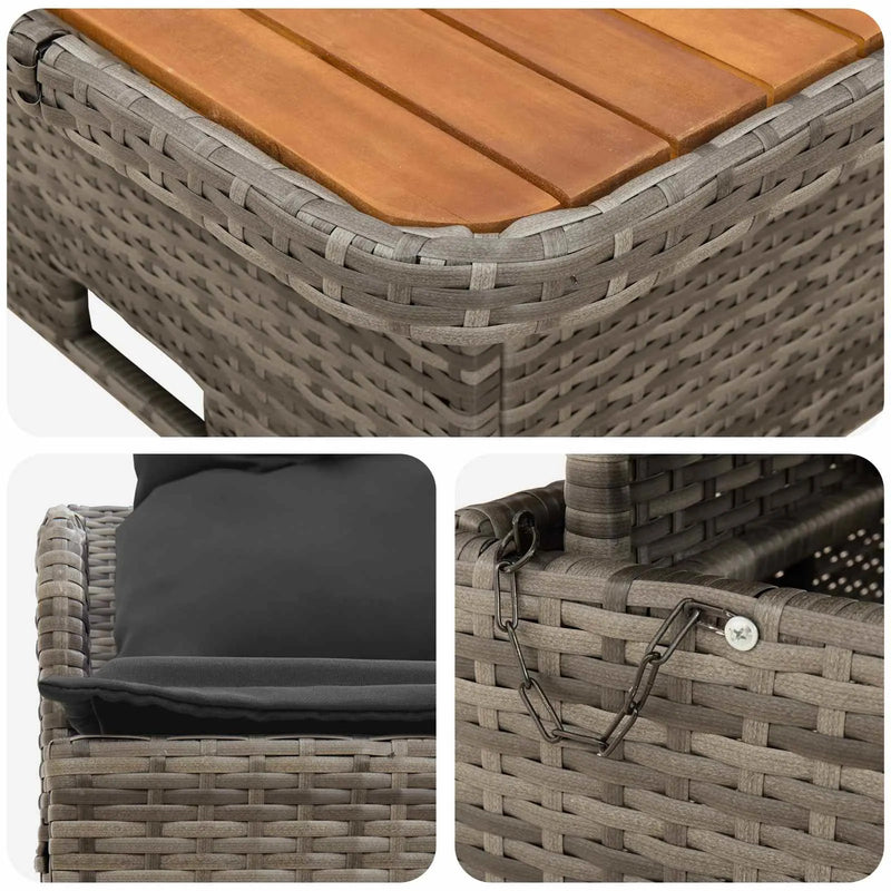 Garden Armrest Sofa with Liftup Table 2 Piece PE Rattan