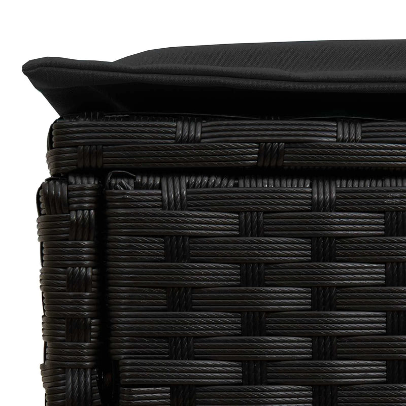 Garden Footstool 2 Piece Black 38 x 38 x 45 cm PE Rattan