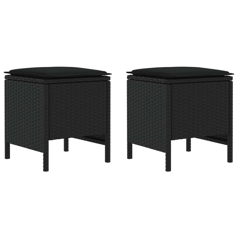 Garden Footstool 2 Piece Black 38 x 38 x 45 cm PE Rattan