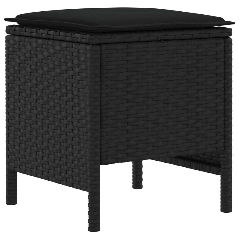 Garden Footstool 2 Piece Black 38 x 38 x 45 cm PE Rattan