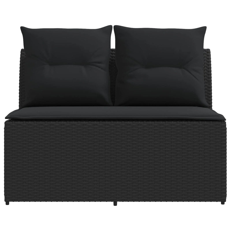 2 Piece Garden middle sofa with lift-up table Poly Rattan Black
