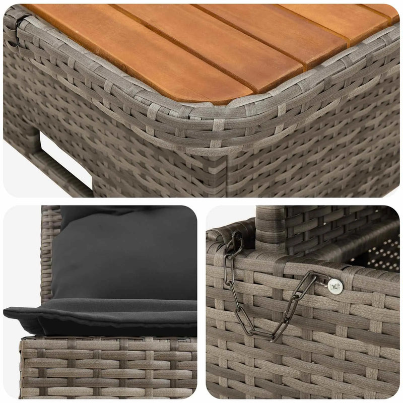 2 Piece Garden middle sofa with lift-up table Poly Rattan