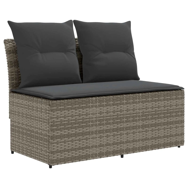 2 Piece Garden middle sofa with lift-up table Poly Rattan