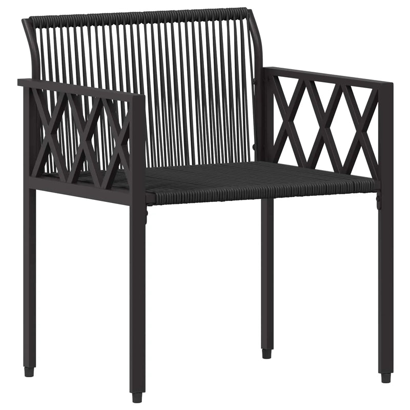 Outdoor Furniture Set 3 pcs Black and Cream White Poly Rattan