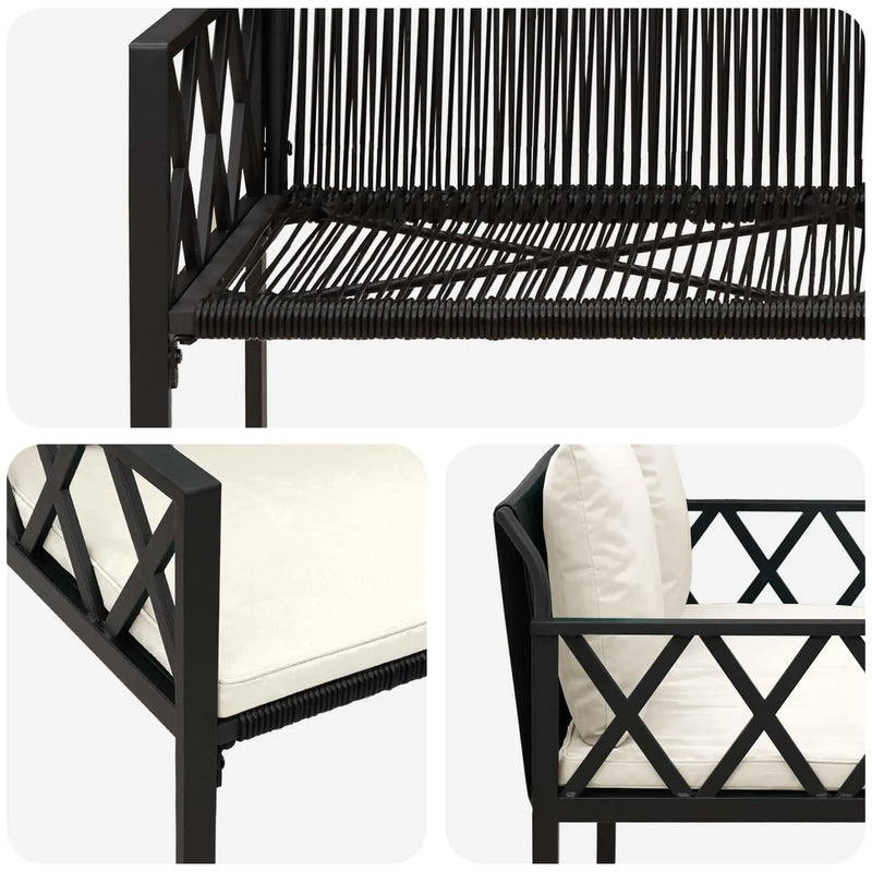 Outdoor Benches 2 -Seater 116 x 56 x 75 cm Poly Rattan